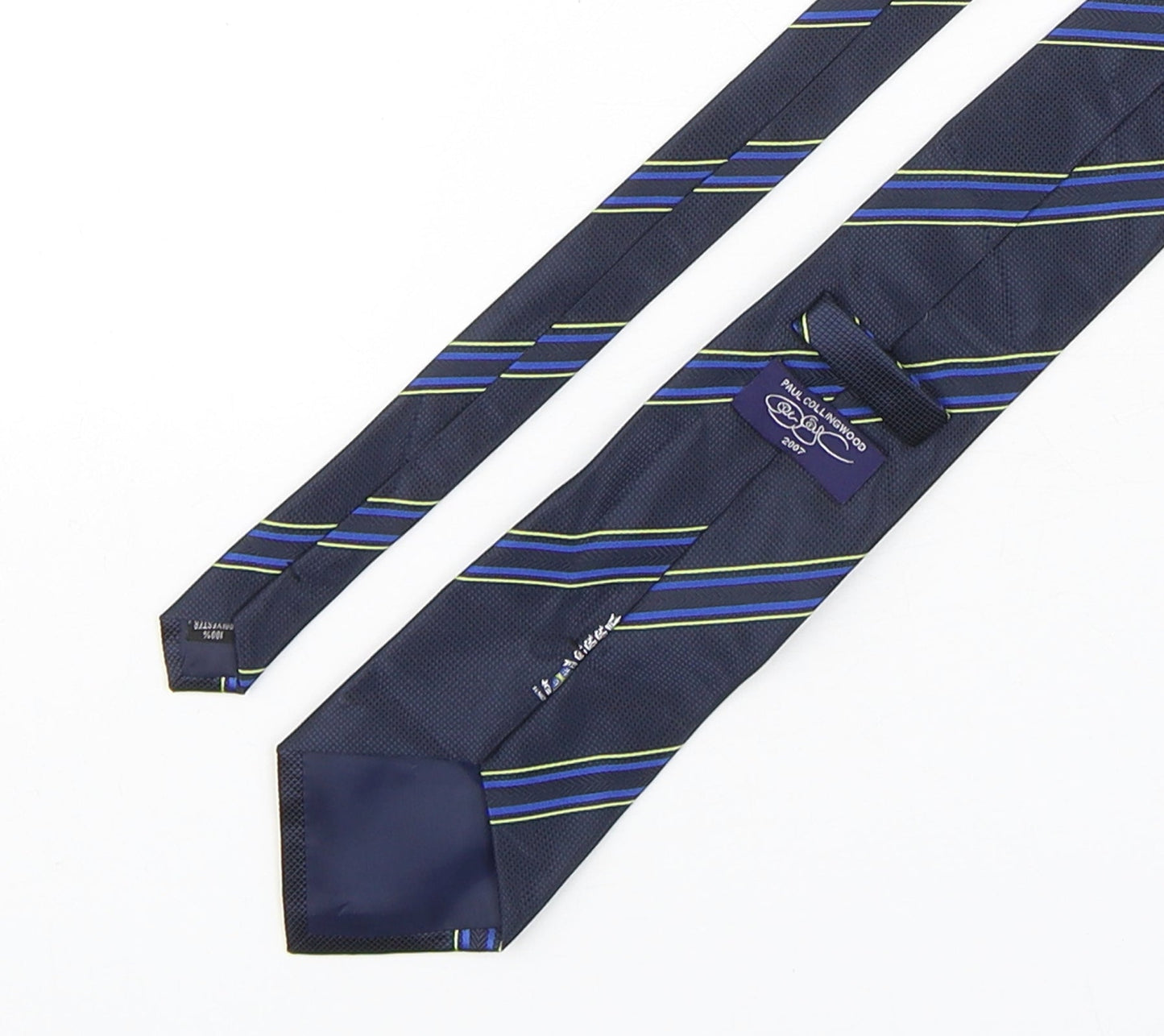 Paul Collingwood Mens Multicoloured Striped Polyester Pointed Tie One Size