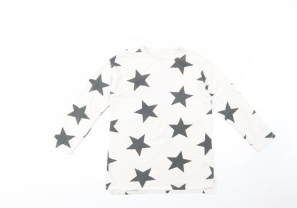 Next Girls White Geometric Cotton Pullover Sweatshirt Size 12 Years  Pullover - Star Print