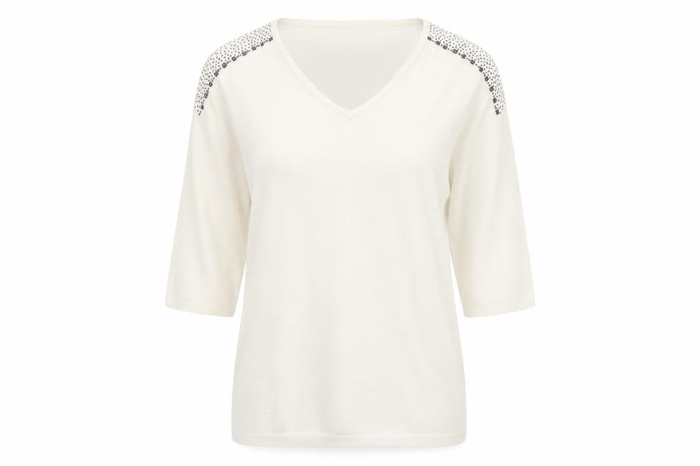 Klass Womens Ivory V-Neck  Viscose Pullover Jumper Size L
