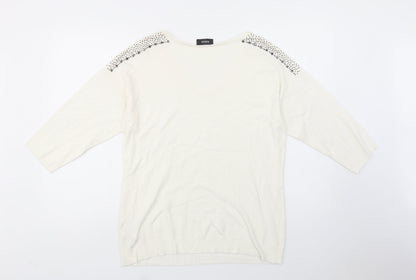 Klass Womens Ivory V-Neck  Viscose Pullover Jumper Size L