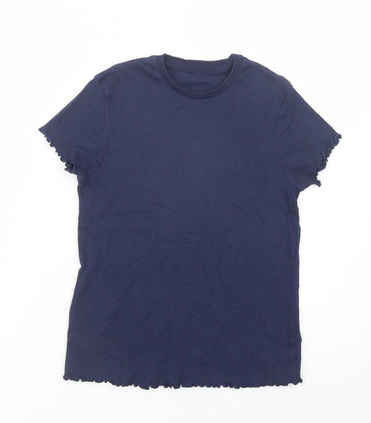 George Girls Blue  Cotton Basic T-Shirt Size 12-13 Years Crew Neck Pullover