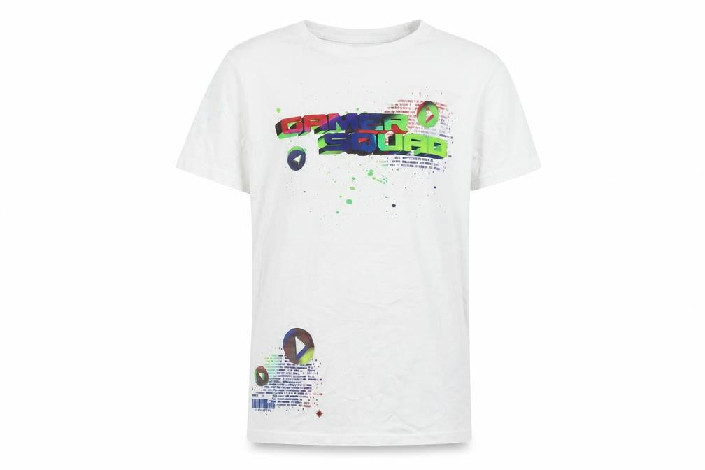 Matalan Boys White  Cotton Pullover T-Shirt Size 12-13 Years Crew Neck Pullover - Game Squad