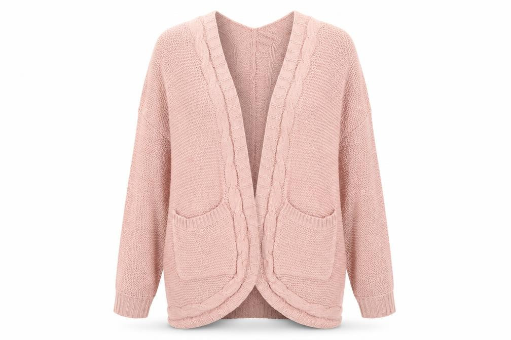 SheIn Womens Pink V-Neck  Polyester Cardigan Jumper Size S
