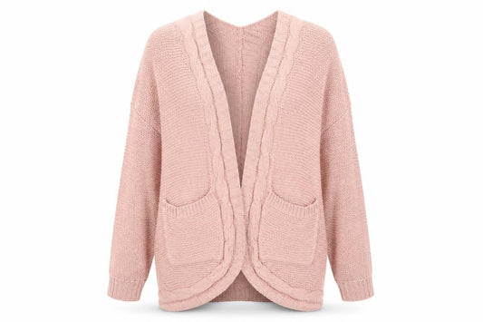 SHEIN Womens Pink V-Neck  Polyester Cardigan Jumper Size S