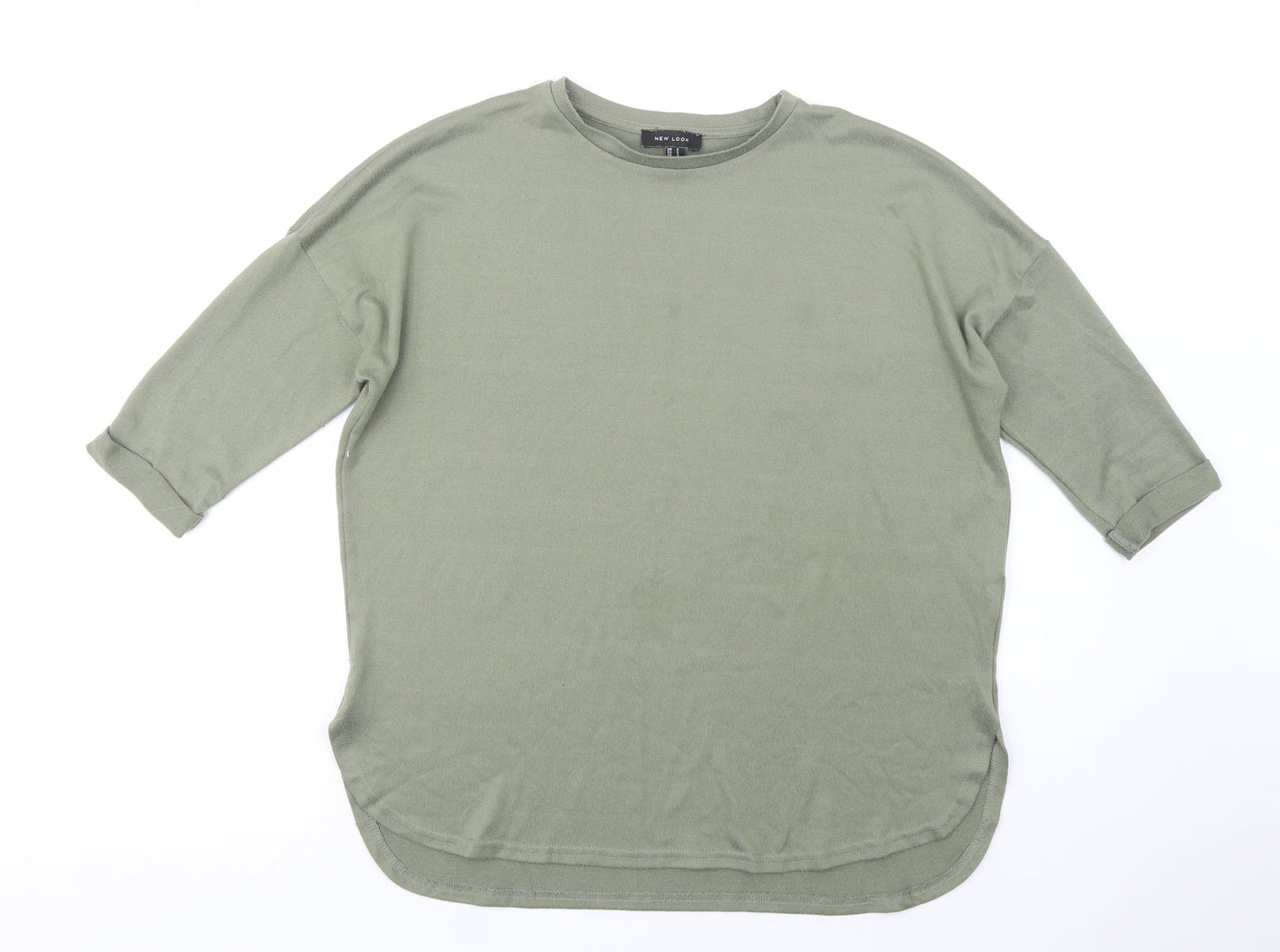 New Look Womens Green  Polyester Basic Blouse Size S Crew Neck