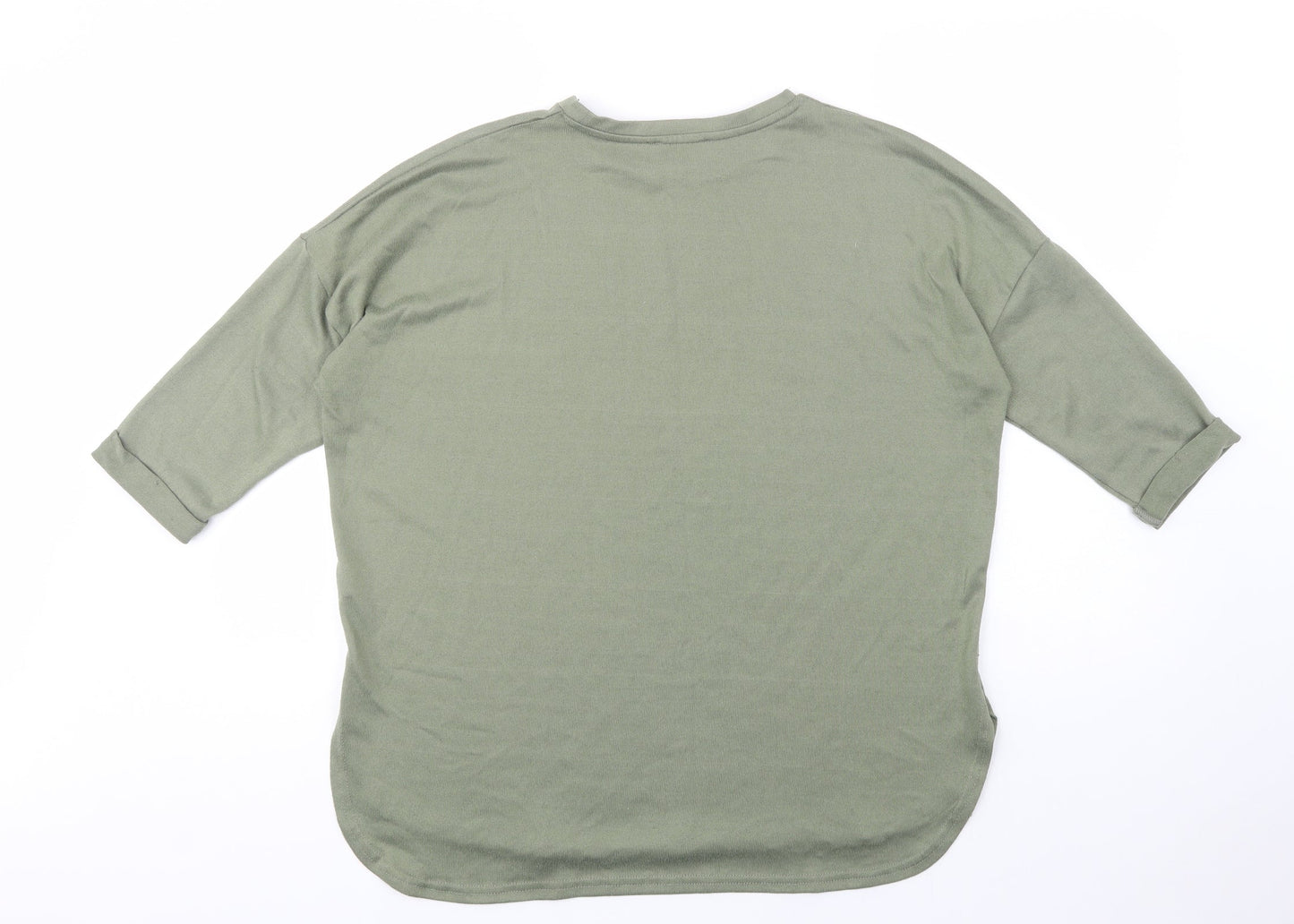 New Look Womens Green  Polyester Basic Blouse Size S Crew Neck