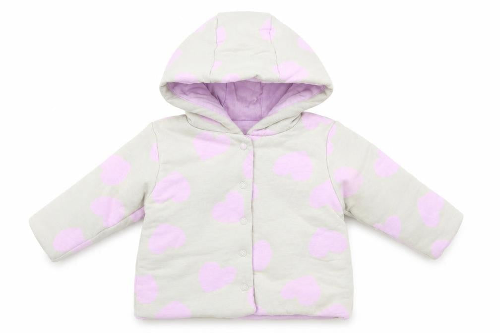 Dunnes Stores Baby Grey Geometric  Basic Jacket Jacket Size 3-6 Months   Snap - Heart Print