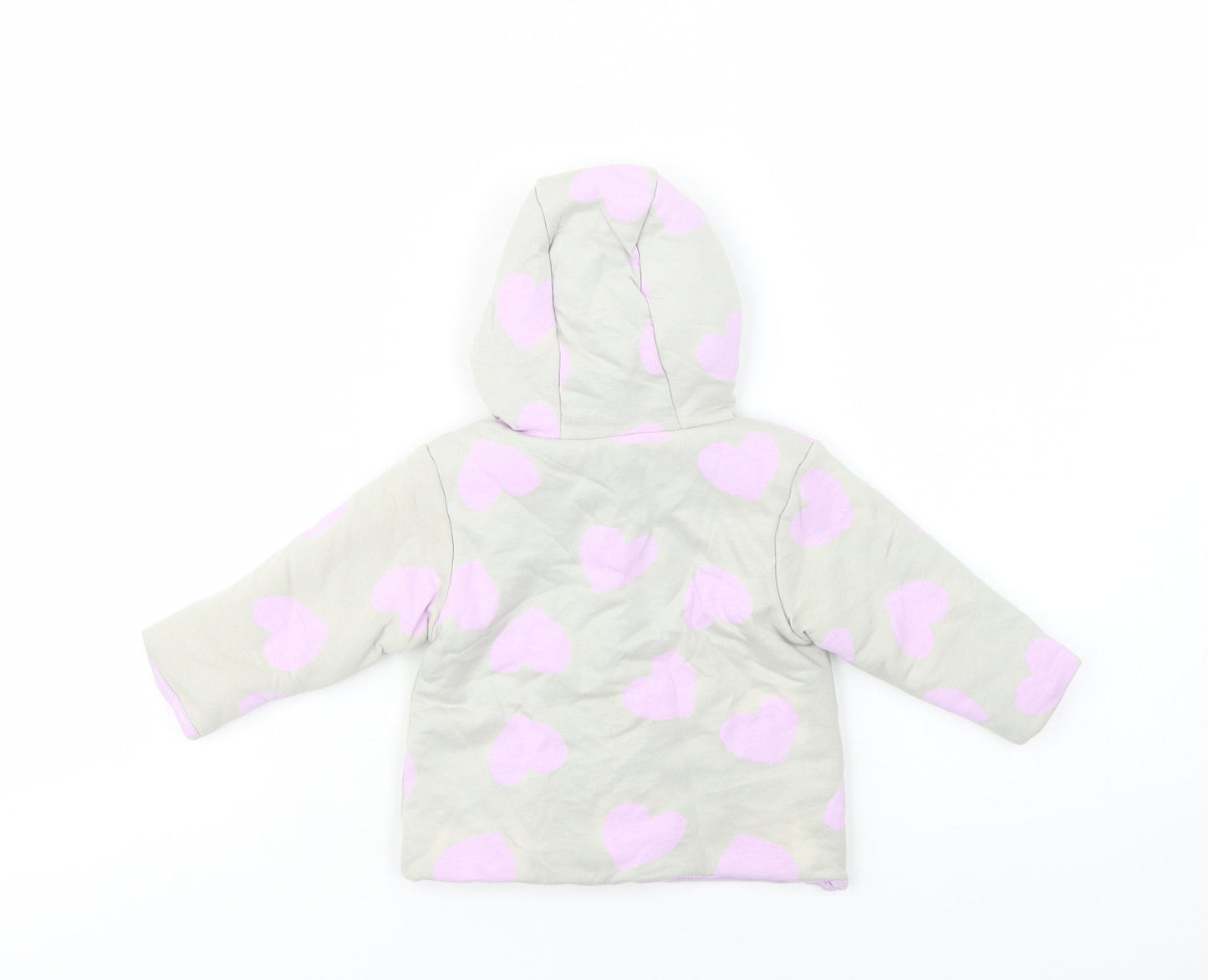 Dunnes Stores Baby Grey Geometric  Basic Jacket Jacket Size 3-6 Months   Snap - Heart Print