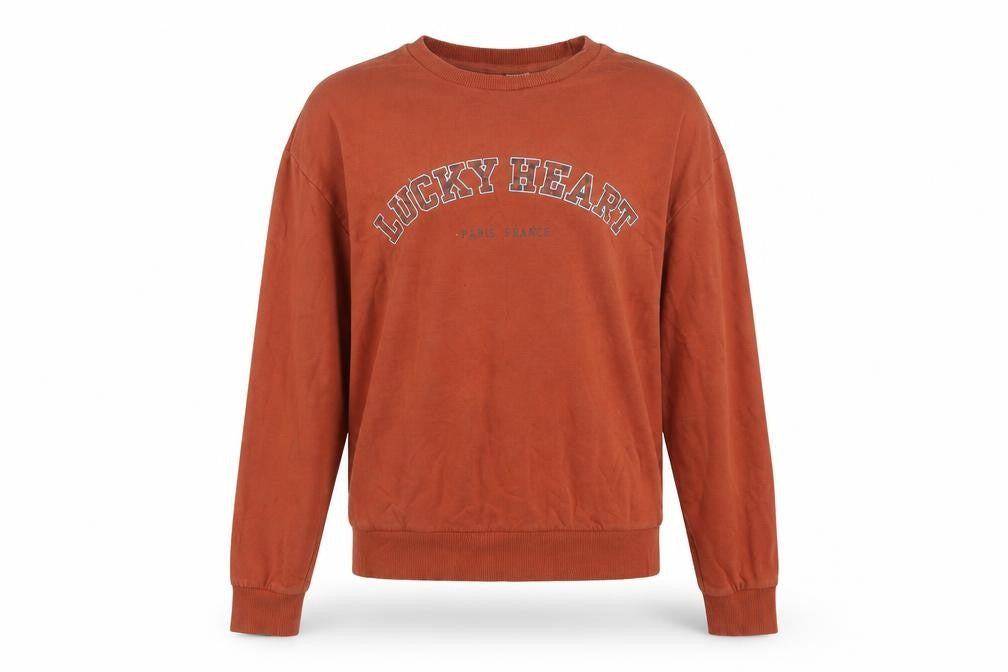 H&M Womens Brown  Cotton Pullover Sweatshirt Size XS  Pullover - Lucky Heart