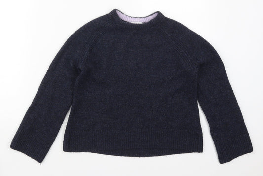 H&M Girls Blue Crew Neck  Acrylic Pullover Jumper Size 9-10 Years  Pullover