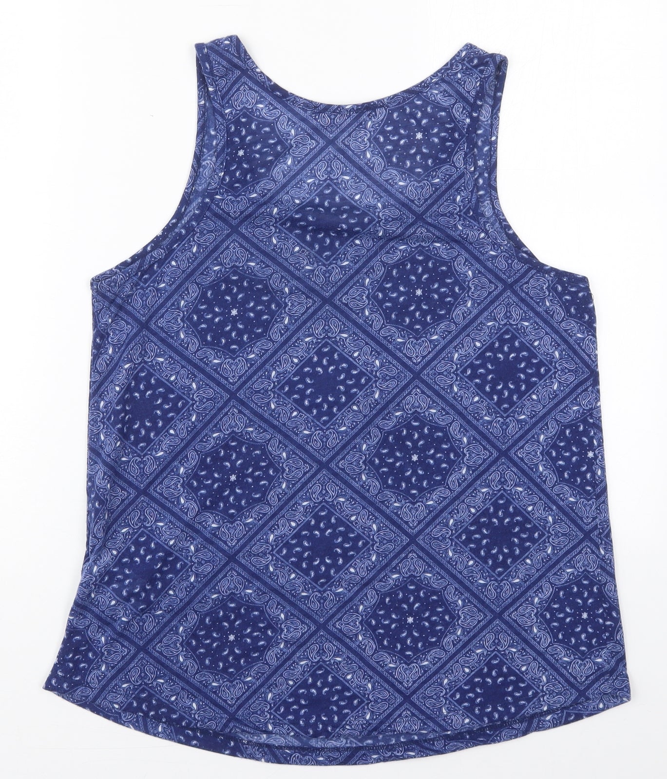 Amosphere Womens Blue Paisley Polyester Basic Tank Size 12 Round Neck