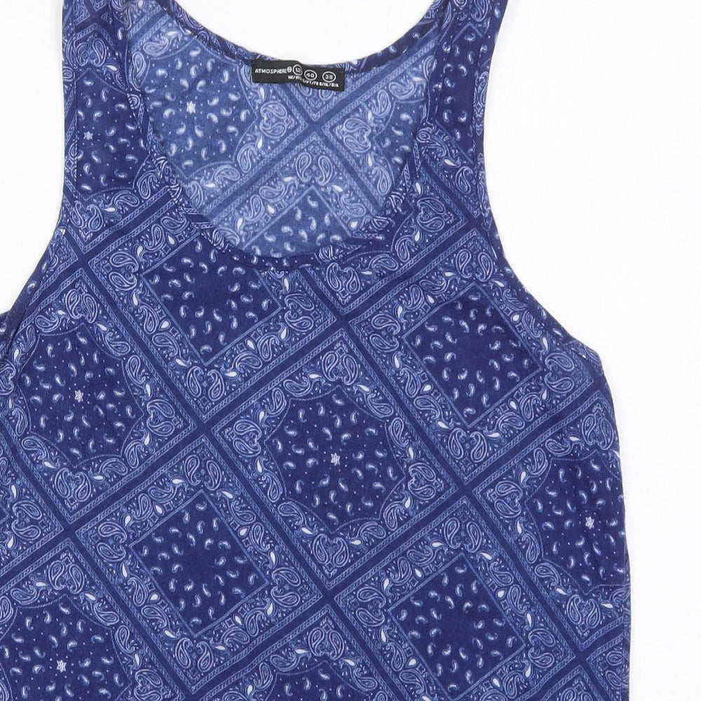 Amosphere Womens Blue Paisley Polyester Basic Tank Size 12 Round Neck