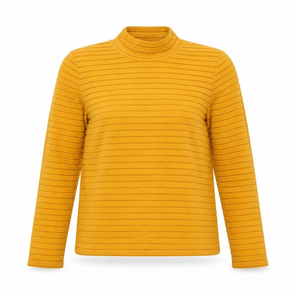 Marks & Spencer Womens Orange Striped Polyester Basic T-Shirt Size 8 Mock Neck