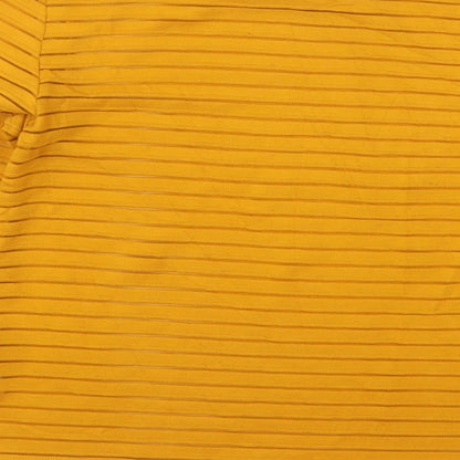 Marks & Spencer Womens Orange Striped Polyester Basic T-Shirt Size 8 Mock Neck