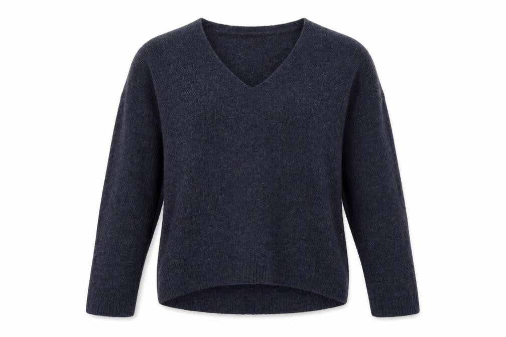 H&M Womens Blue V-Neck  Acrylic Pullover Jumper Size XS