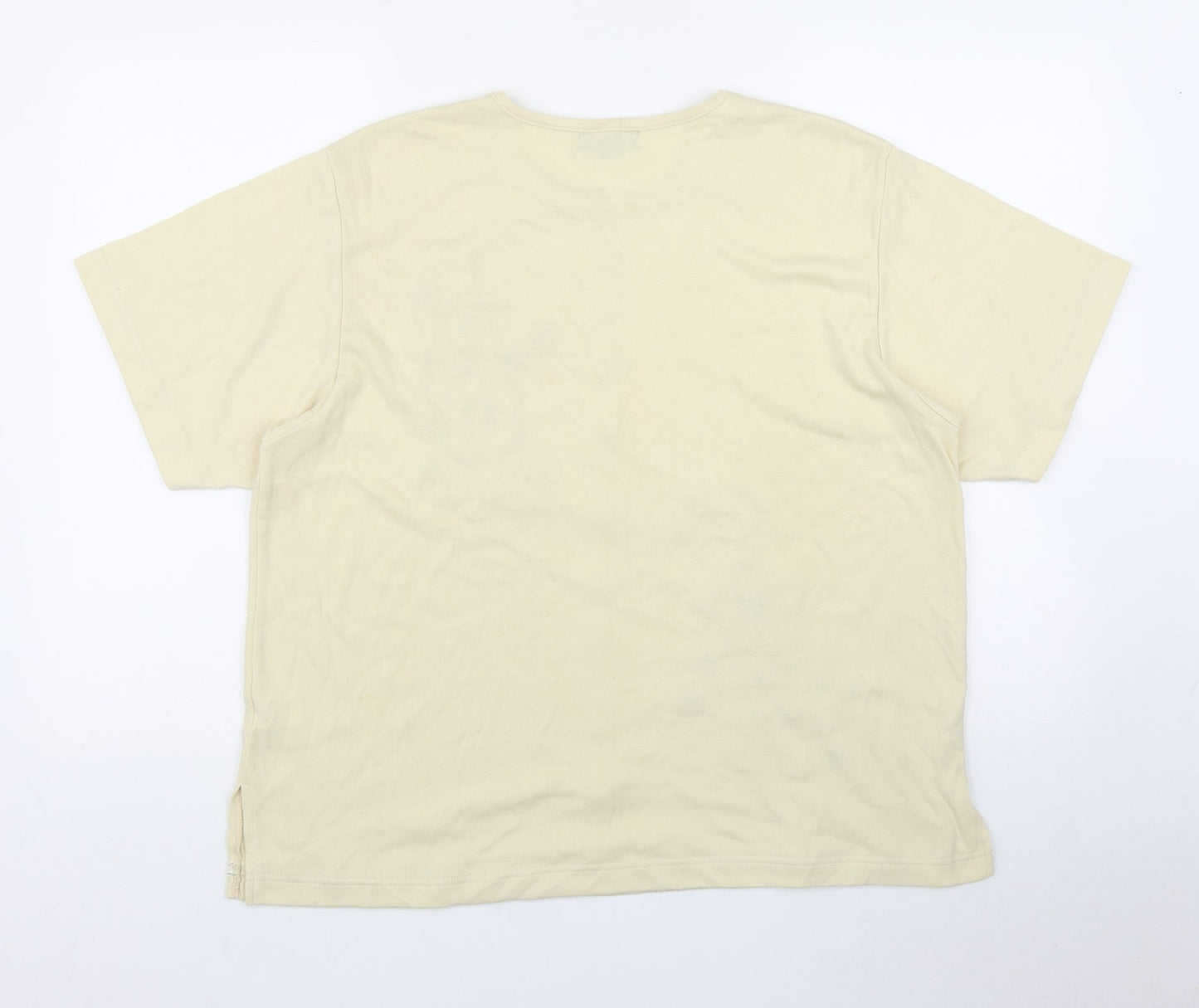 //text.. Womens Yellow  Polyester Basic T-Shirt Size XL Round Neck