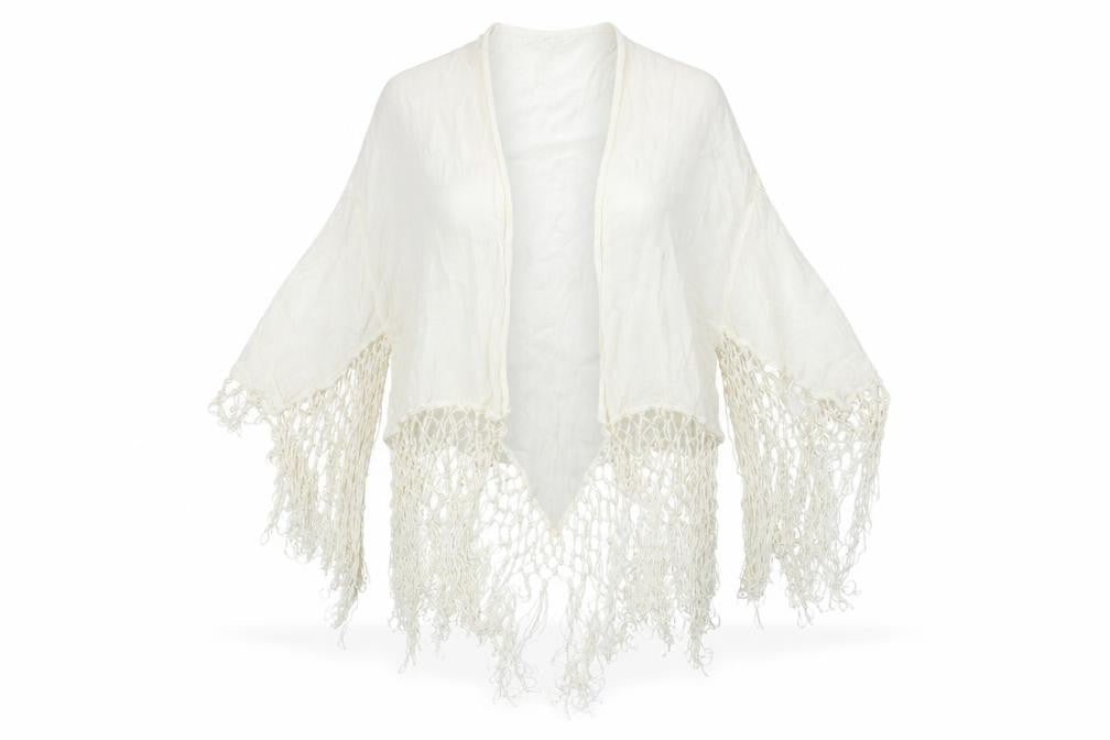 Primark Womens Ivory Round Neck  Viscose Cape Jumper Size S
