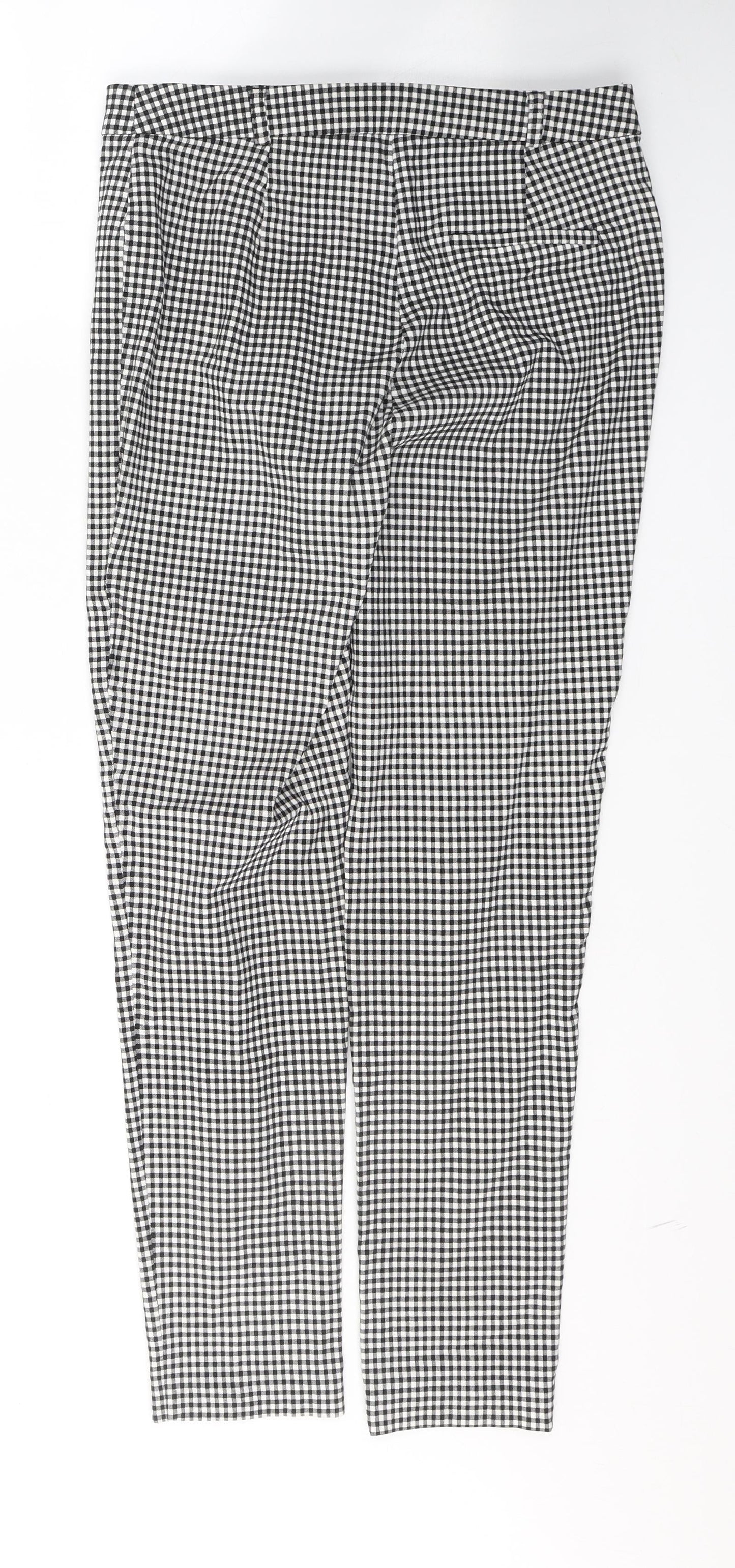 F&F Womens Black Check Viscose Trousers  Size 12 L27 in Regular Button