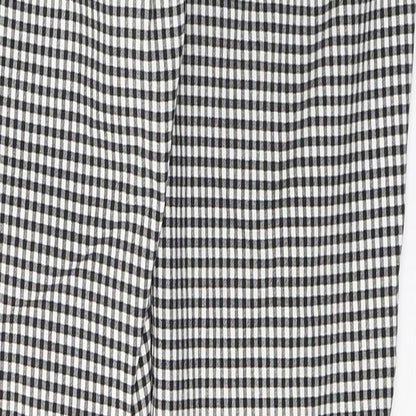 F&F Womens Black Check Viscose Trousers  Size 12 L27 in Regular Button