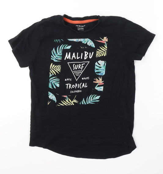 Preworn Boys Black  Cotton Pullover T-Shirt Size 5-6 Years Round Neck Pullover
