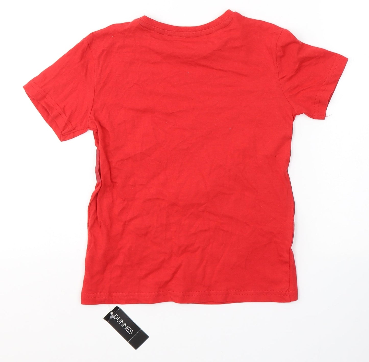 Dunnes Stores Boys Red  Cotton Basic T-Shirt Size 6 Years Round Neck Pullover