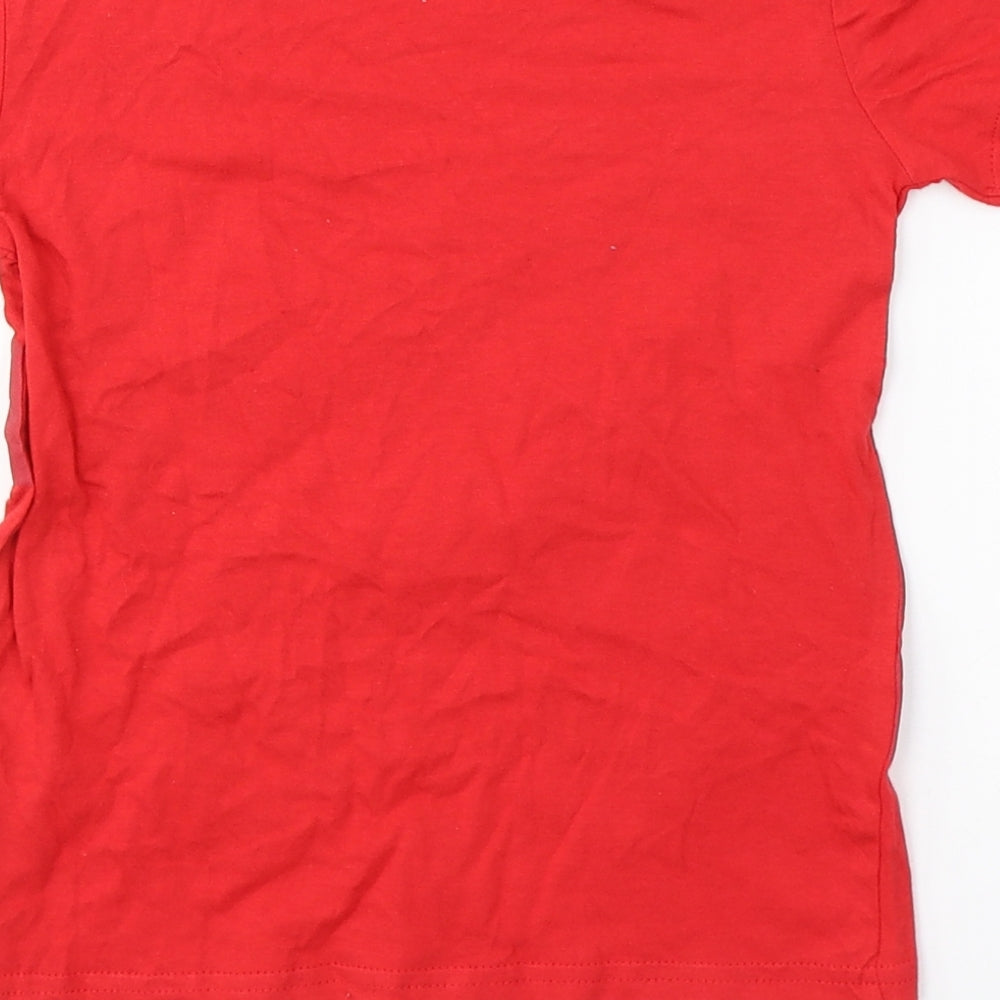 Dunnes Stores Boys Red  Cotton Basic T-Shirt Size 6 Years Round Neck Pullover
