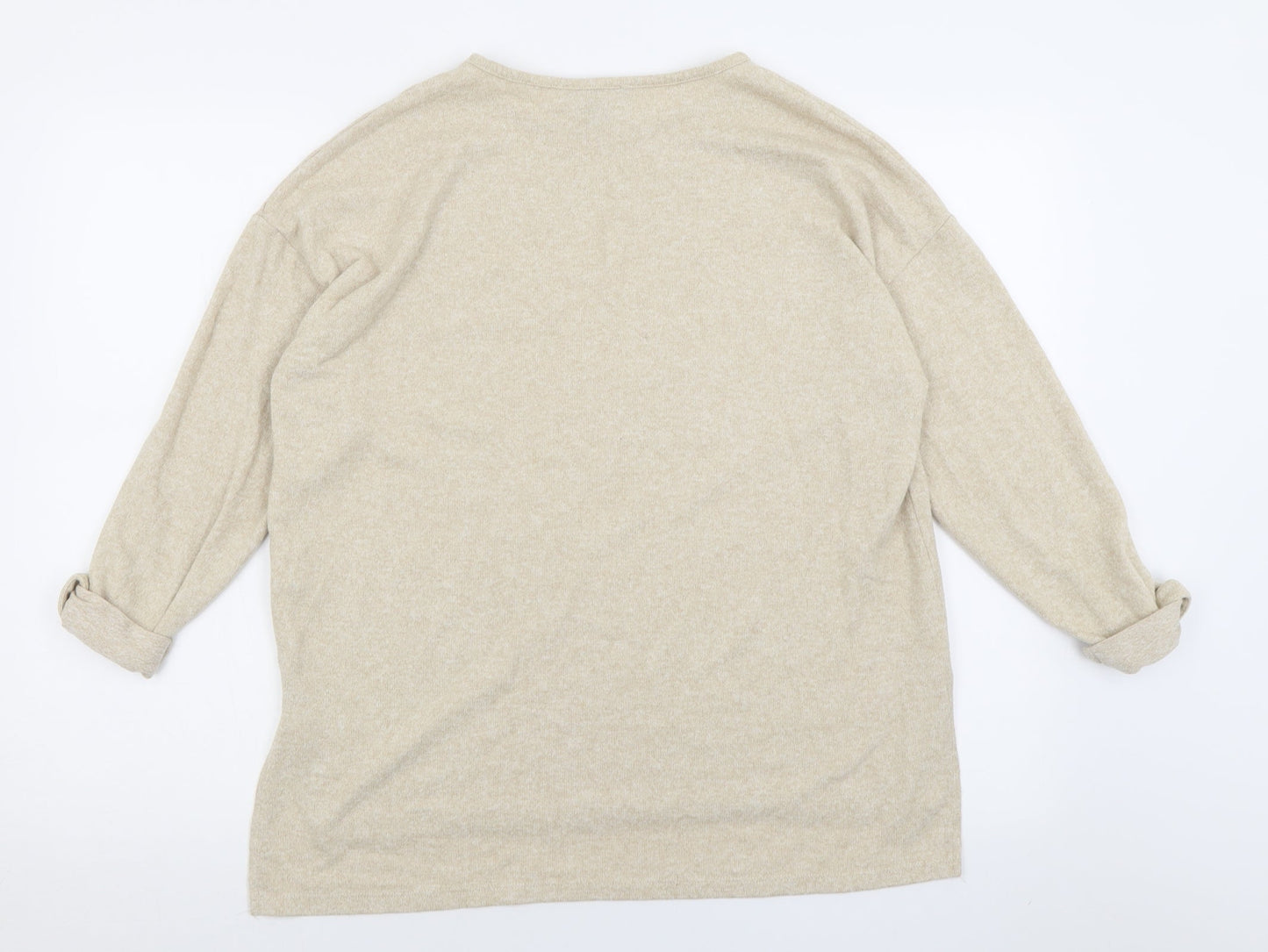 Primark Womens Beige Crew Neck  Polyester Pullover Jumper Size S