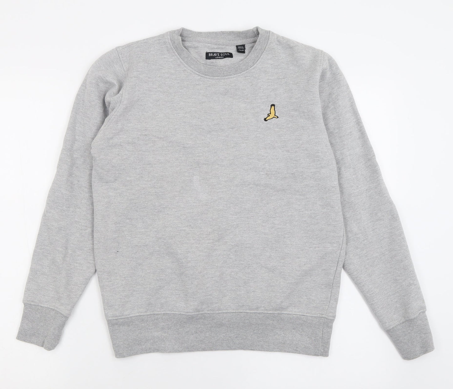 Brave Soul Mens Grey  Cotton Pullover Sweatshirt Size S
