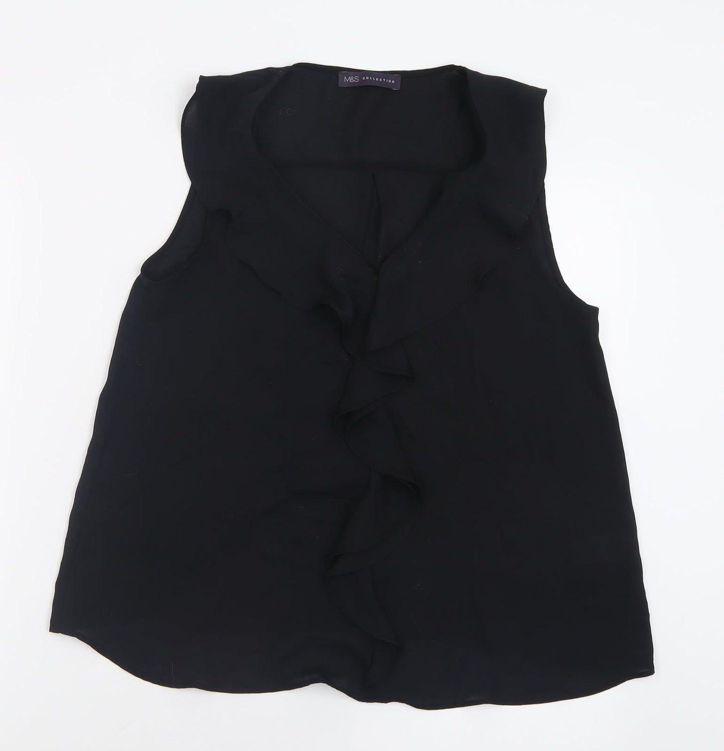 Marks and Spencer Womens Black  Polyester Basic Tank Size 10 V-Neck