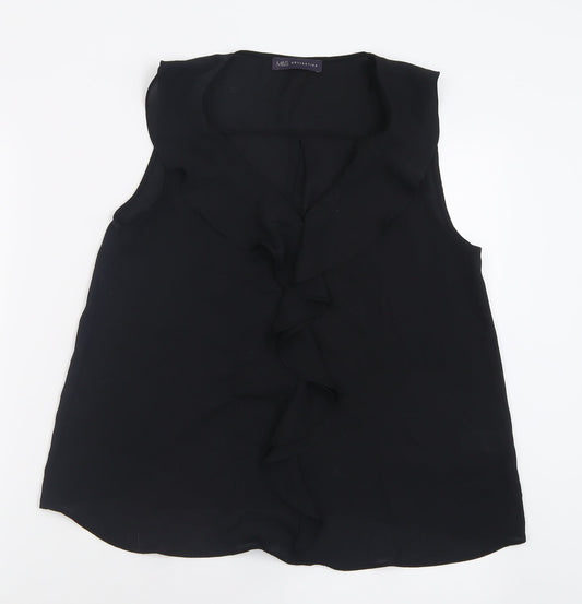 Marks and Spencer Womens Black  Polyester Basic Tank Size 10 V-Neck