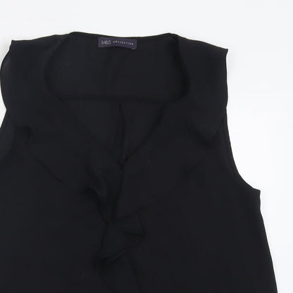 Marks & Spencer Womens Black  Polyester Basic Tank Size 10 V-Neck