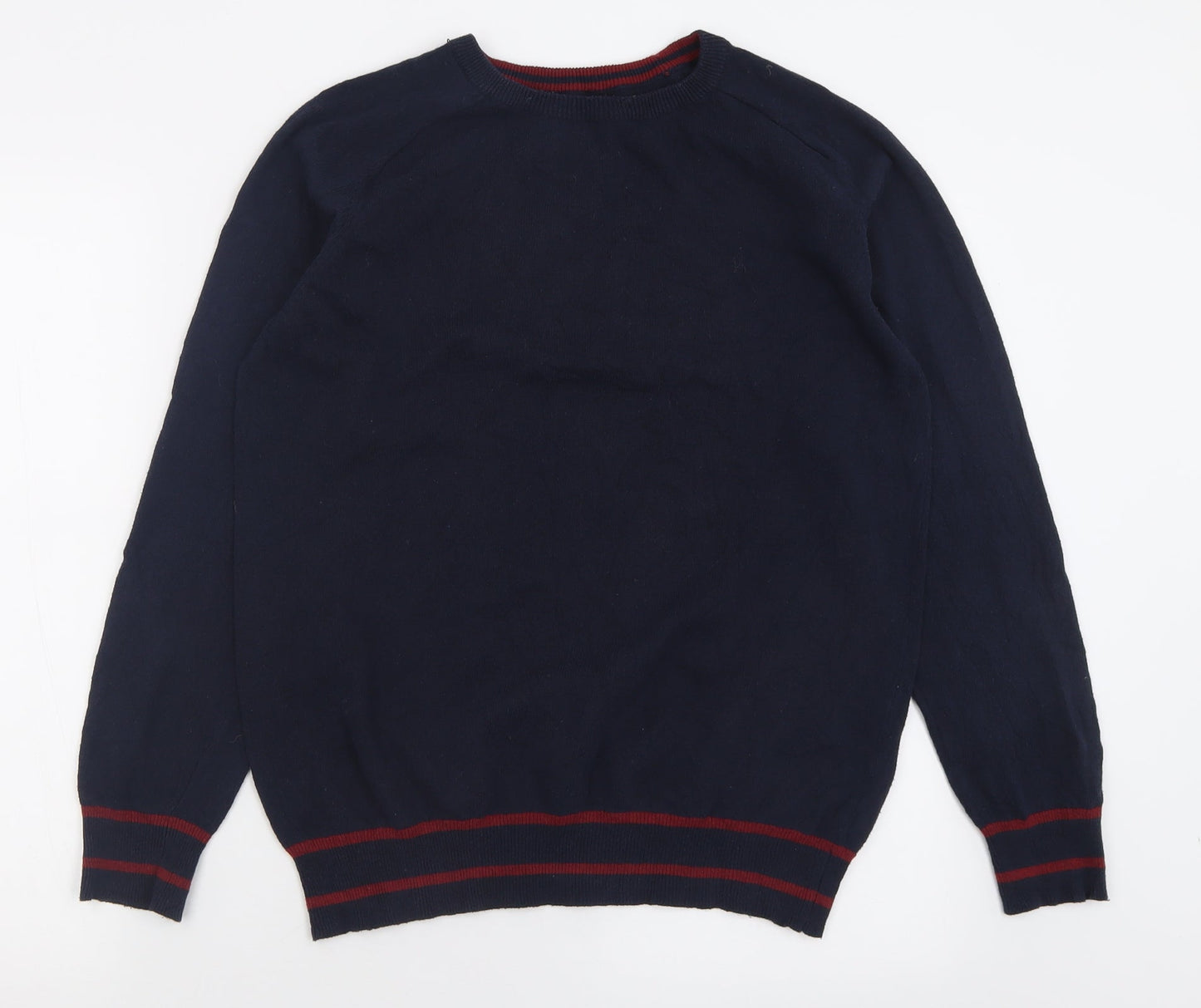 threadcare Mens Blue Crew Neck  Polyester Pullover Jumper Size M