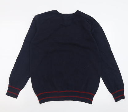 threadcare Mens Blue Crew Neck  Polyester Pullover Jumper Size M