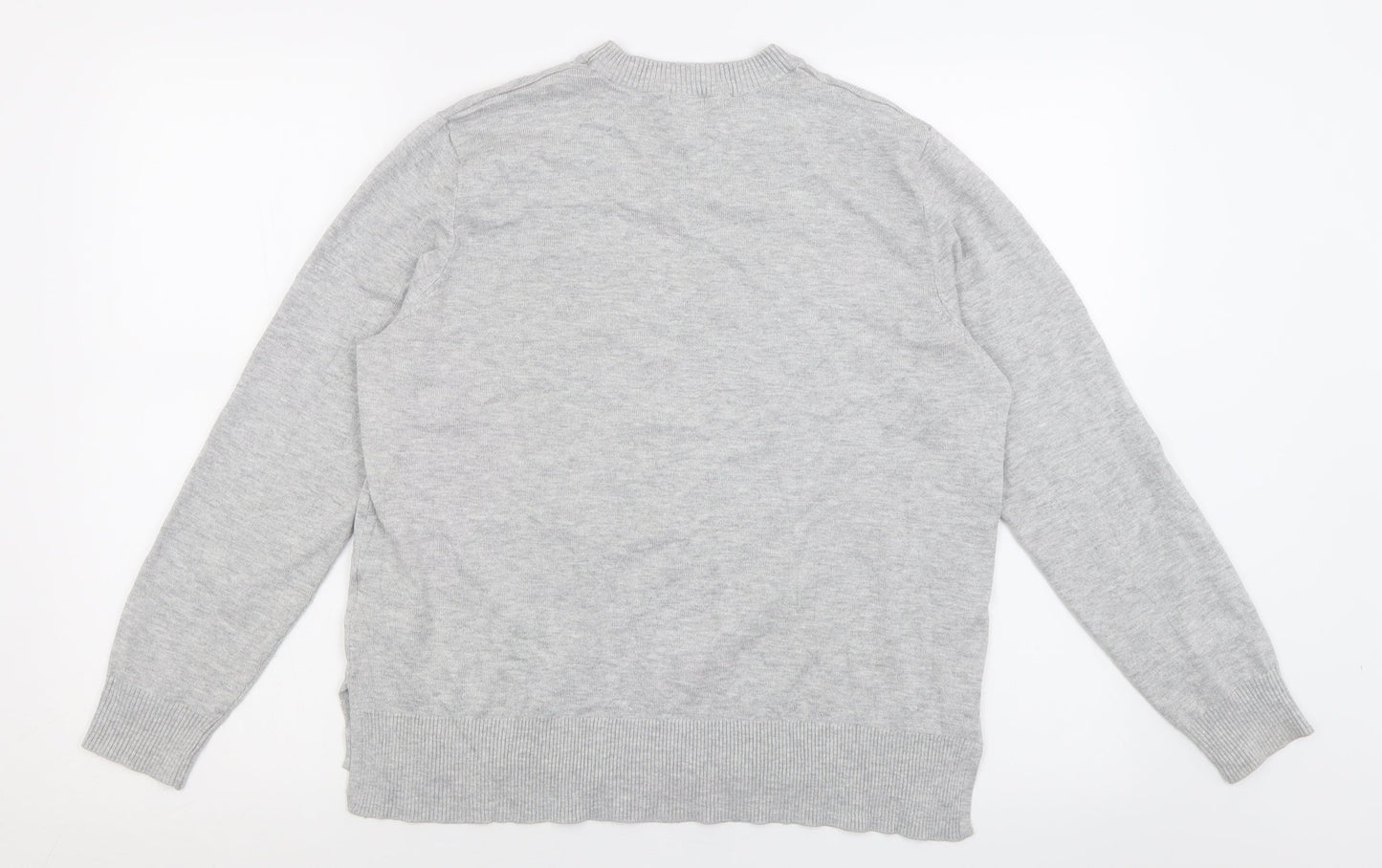 H&M Womens Grey Crew Neck  Viscose Pullover Jumper Size S