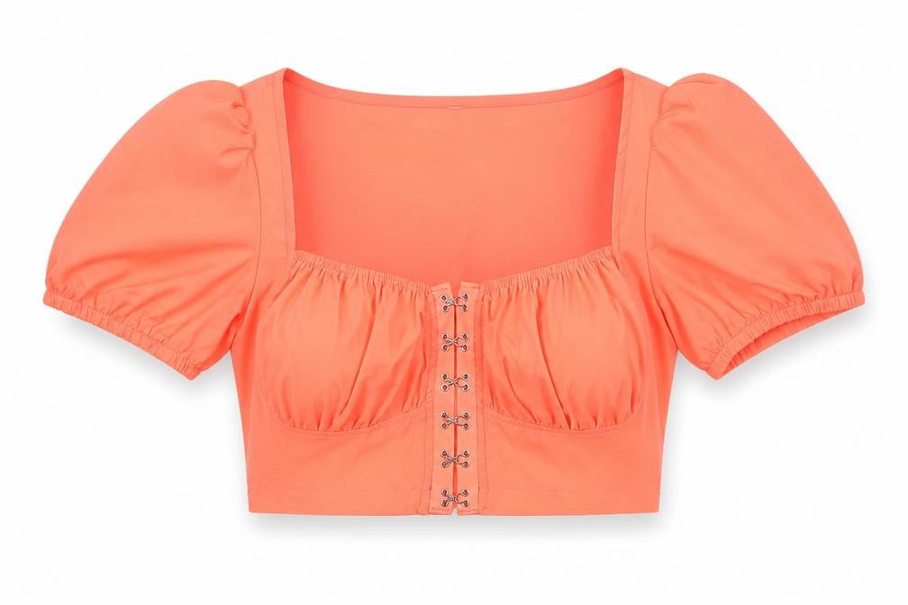SheIn Womens Orange  Polyester Cropped Blouse Size XL Sweetheart