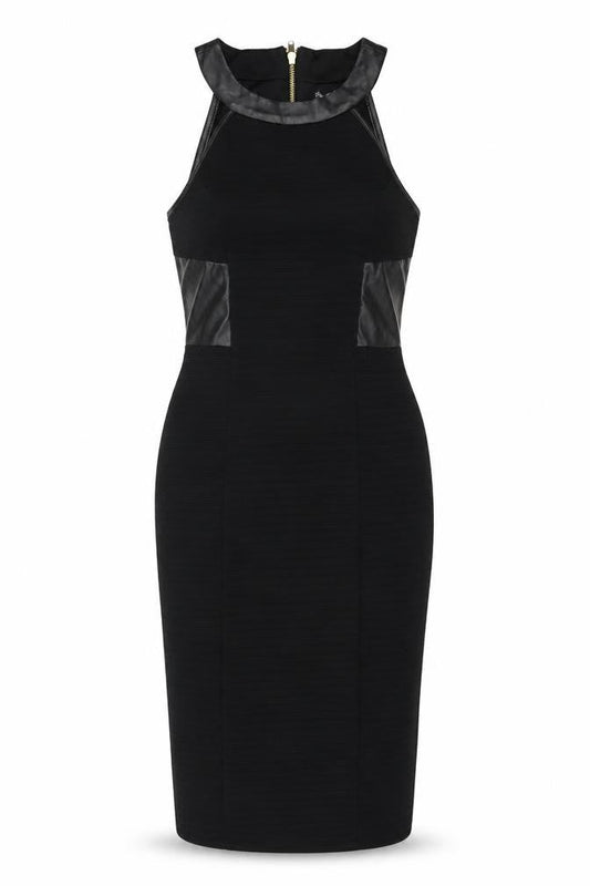 Miss Selfridge Womens Black  Polyester Pencil Dress  Size 10  Round Neck Zip