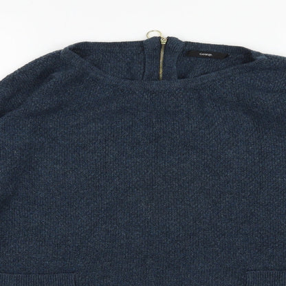 George Womens Blue Scoop Neck  Acrylic Pullover Jumper Size 14