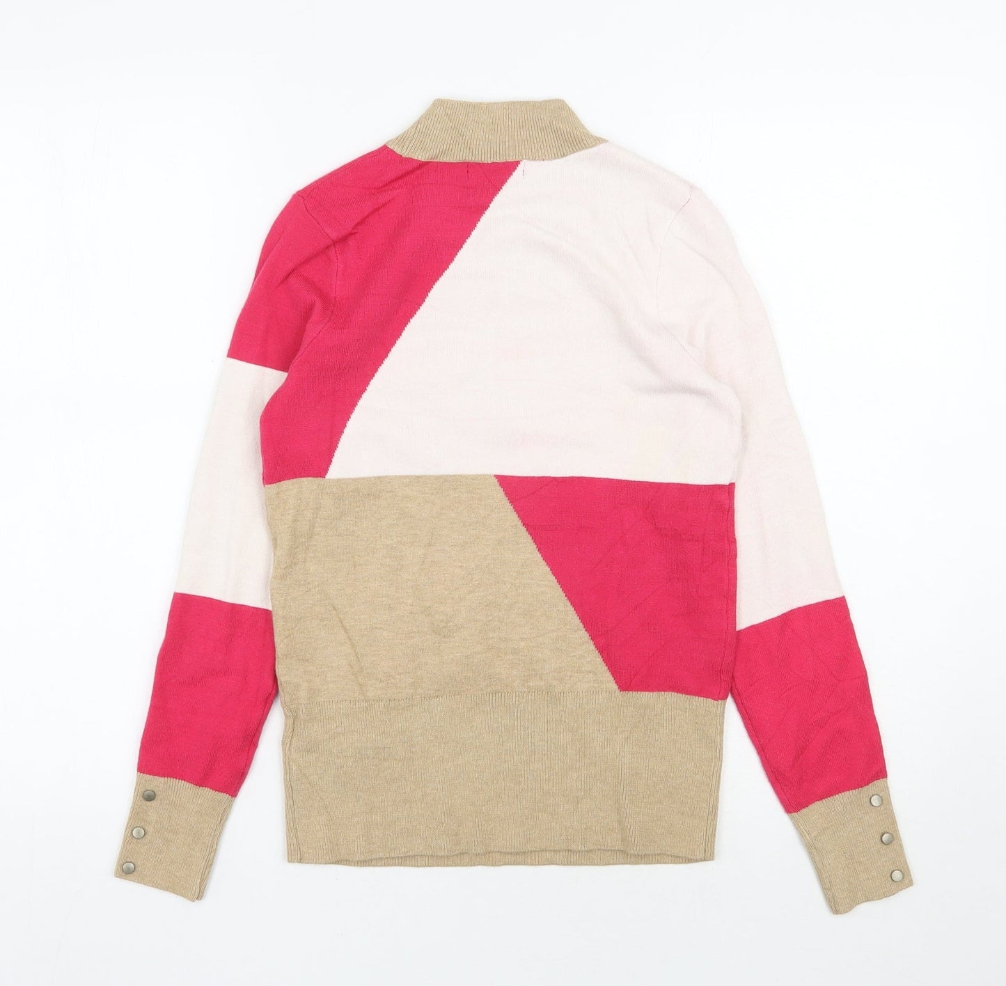 Marks and Spencer Womens Pink Mock Neck  Viscose Pullover Jumper Size 8
