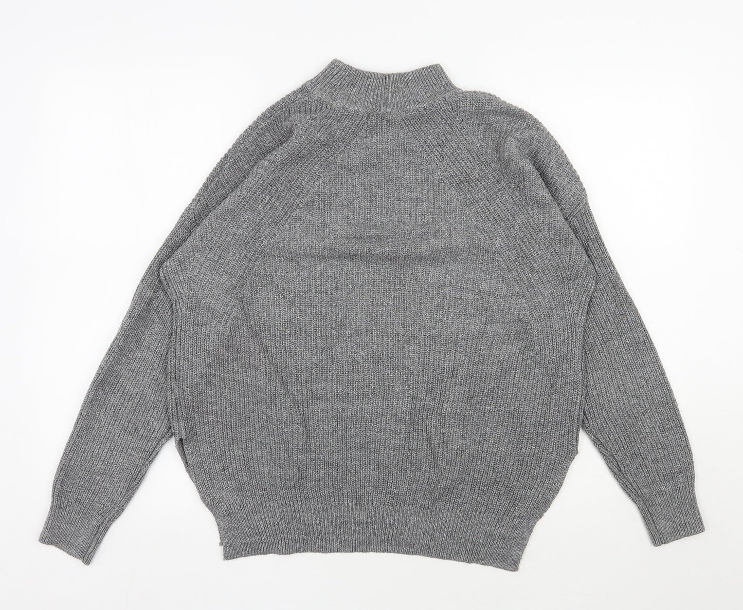H&M Womens Grey High Neck  Acrylic Pullover Jumper Size S