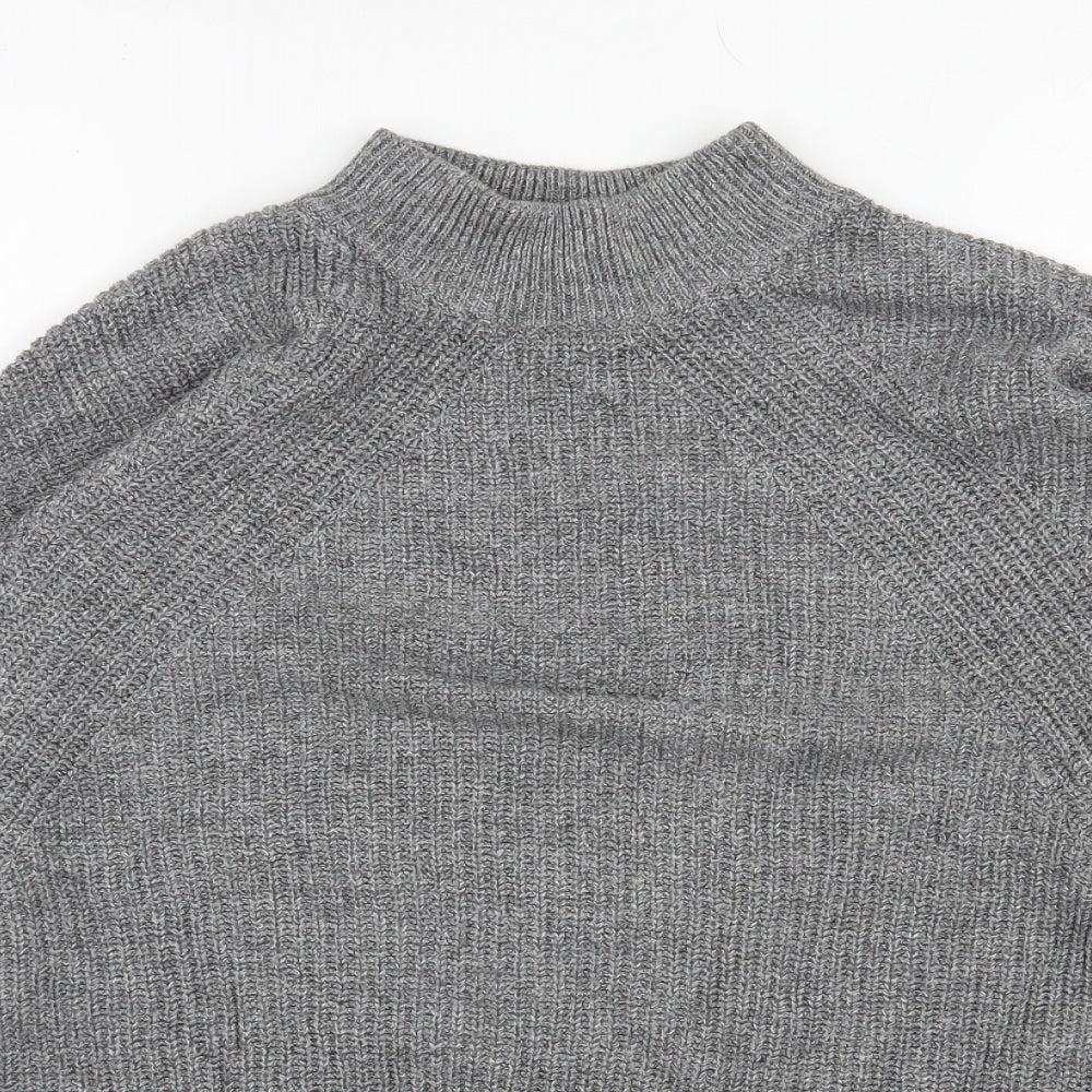 H&M Womens Grey High Neck  Acrylic Pullover Jumper Size S