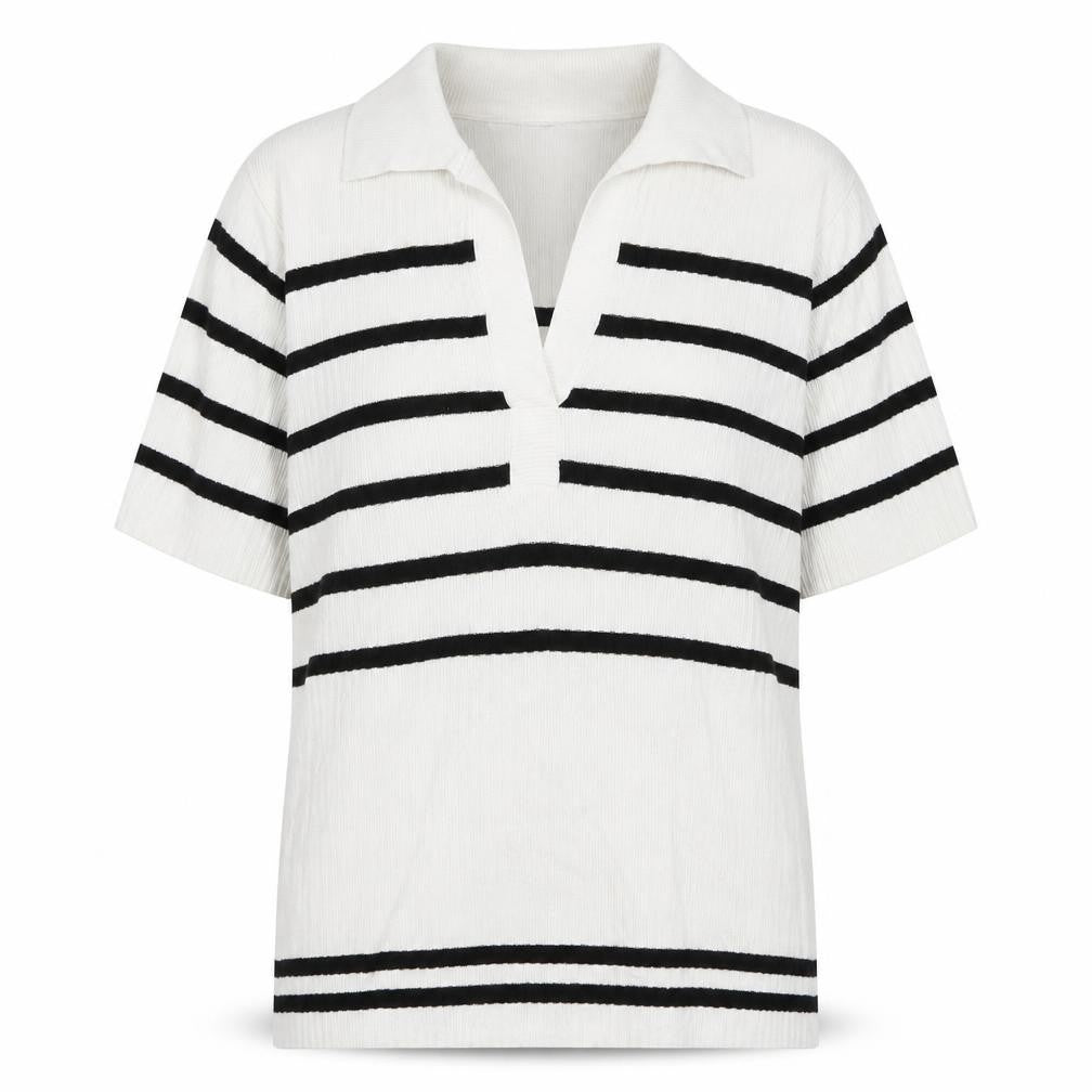 NEXT Womens White V-Neck Striped Nylon Pullover Jumper Size 6