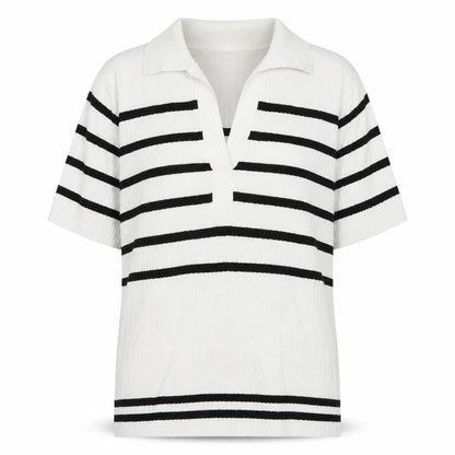 Next Womens White V-Neck Striped Nylon Pullover Jumper Size 6