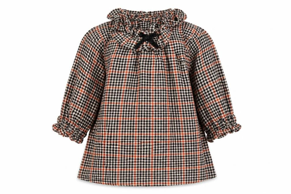 NEXT Girls Brown Check Cotton A-Line  Size 6-9 Months  Collared Button
