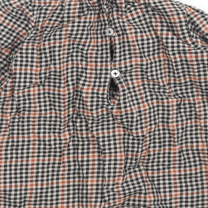 Next Girls Brown Check Cotton A-Line  Size 6-9 Months  Collared Button