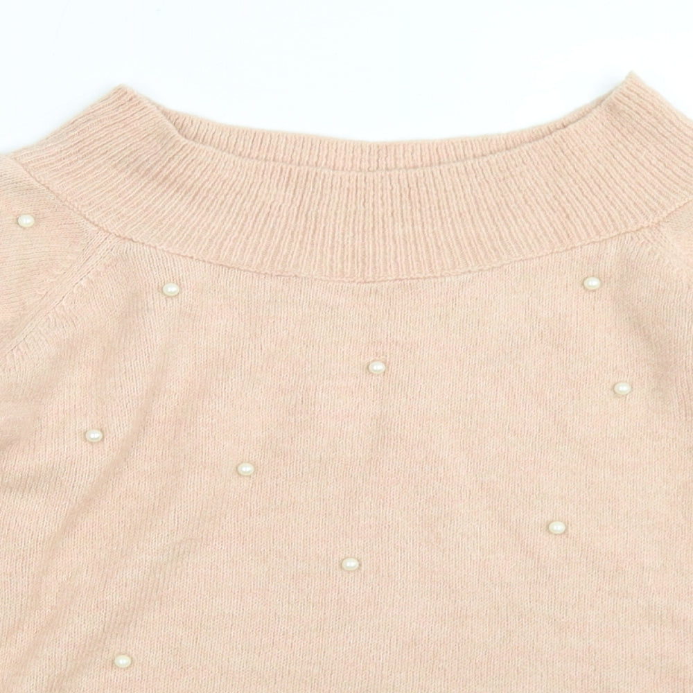NEXT Womens Pink Boat Neck  Acrylic Pullover Jumper Size 10