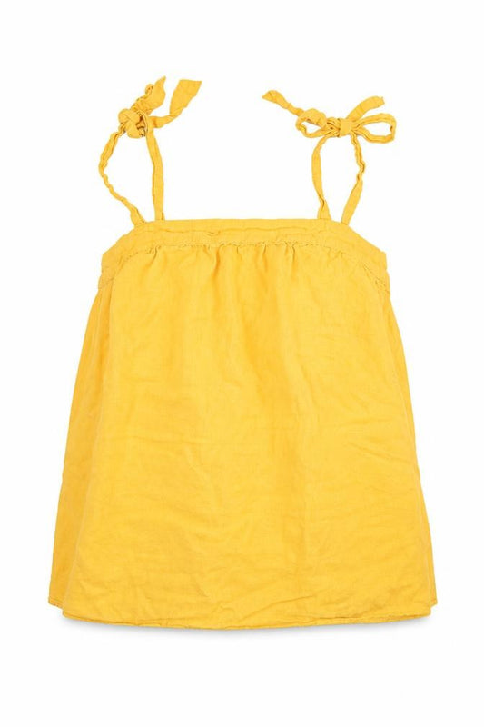 F&F Womens Yellow  Linen Camisole Blouse Size 8 Round Neck