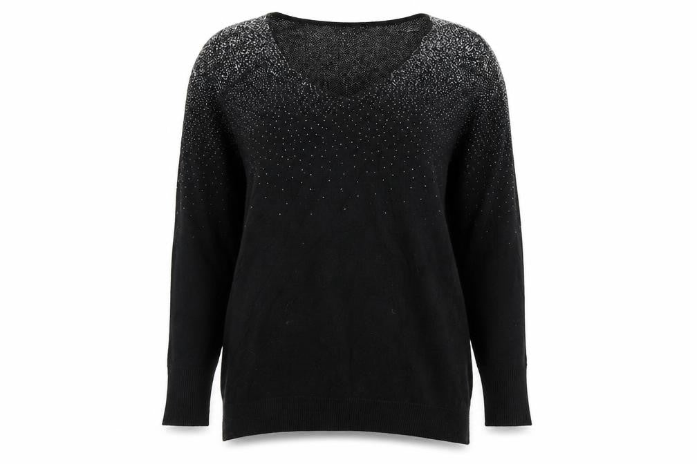 Oasis Womens Black Round Neck  Cotton Pullover Jumper Size S