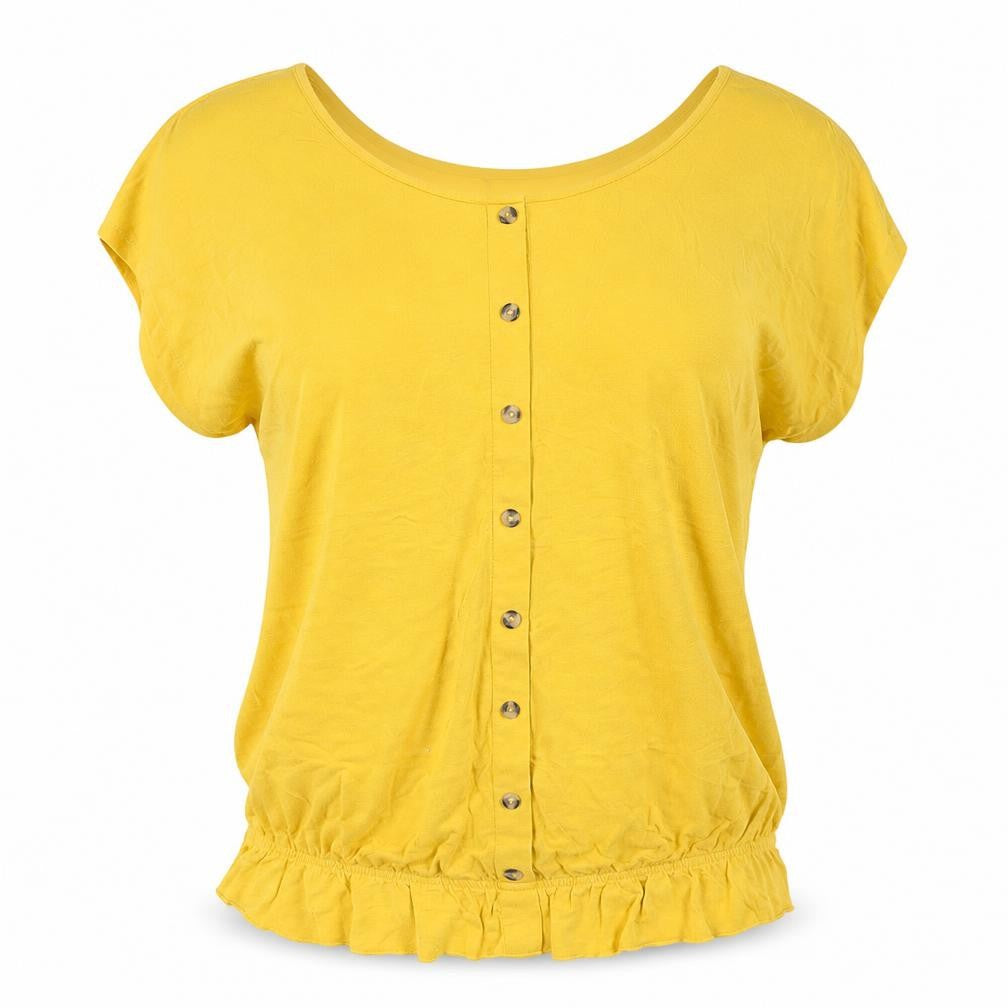 Body + Flirt Womens Yellow  Polyester Basic T-Shirt Size M Round Neck