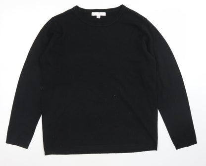 Preloved Julipa Womens Black Round Neck  Acrylic Pullover Jumper Size 16 - Front