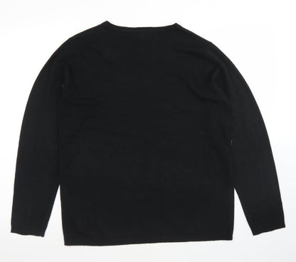 Preloved Julipa Womens Black Round Neck  Acrylic Pullover Jumper Size 16 - Back